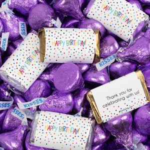 Birthday Candy Party Favors Hershey's Miniatures and Kisses - Colorful Dots - 1 of 1