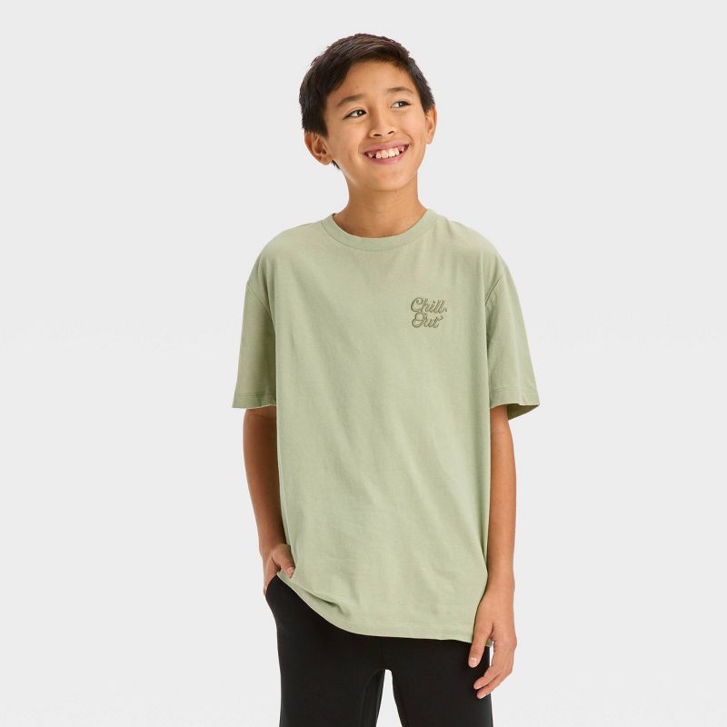 Boys' Short Sleeve Graphic T-Shirt 'Chill Out' - art class™ Olive Green, 1 of 5