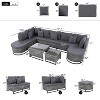 7-Piece Outdoor Wicker Sectional Sofa, Rattan Patio Conservation Set with 2 Coffee Tables & Pillows for Garden & Backyard, Beige/Gray - ModernLuxe - 3 of 4
