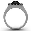 Slickblue Square Jet Synthetic Glass Ring for Men, Polished Stainless Steel, No Plating, Bold Design, Size 8-13 - 3 of 4