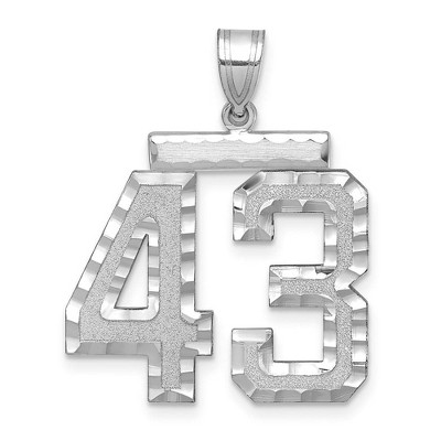 Black Bow Jewelry 14k White Gold, Varsity Collection, Large D/C Pendant, Number 43