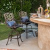 Alfresco Set of 2 Cast Aluminum Barstool - Bronze - Christopher Knight Home: Weather-Resistant, Patio Counter Height - 2 of 4