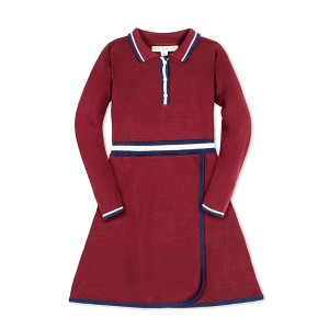 Hope & Henry Girls' Organic Long Sleeve Collared Henley Sweater Dress, Toddler - 1 of 4