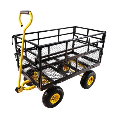 VYNXARIA Wagon Cart Garden cart trucks make it easier to transport firewood,black+yellow double fence utility cart