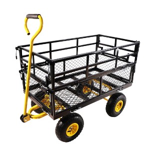 VYNXARIA Wagon Cart Garden cart trucks make it easier to transport firewood,black+yellow double fence utility cart - 1 of 4