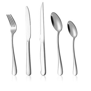 Aoibox 20-Piece Stainless Steel Flatware Set for 4, Includes Steak Knives, Dinner Forks, Spoons, Ideal for Home, Hotel Use, Mirror Polished Finish - 1 of 4
