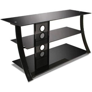 Bell'O 44" W x 22" H x 18" D Gloss Black Metal & Glass Flat Panel AV Table - 1 of 4