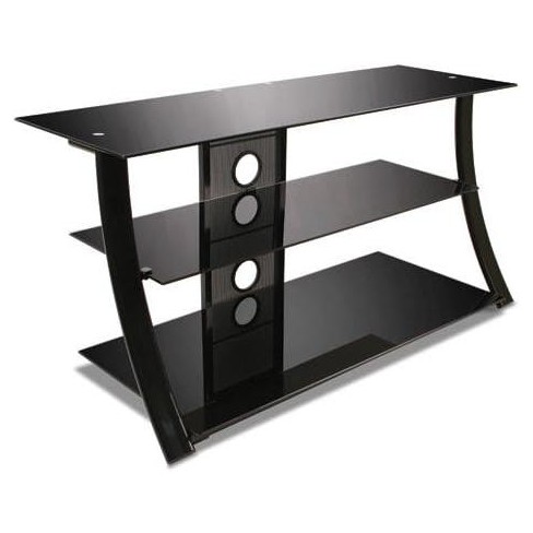 Bell'O 44" W x 22" H x 18" D Gloss Black Metal & Glass Flat Panel AV Table - image 1 of 4