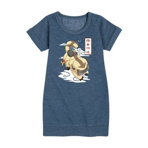- Avatar: The Last Airbender - Appa Flying Graphic Short Sleeve Fleece Dress - 1 of 4