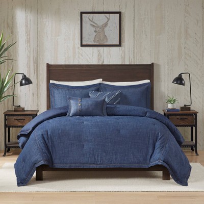 Perry Oversized Blue Cotton Denim Queen Bedspread Set