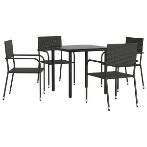 vidaXL Garden Dining Set Black Poly rattan and Steel Standard Stacking - 31.5" table length 4 - 1 of 4