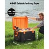 VEVOR Portable Cooler, 63 QT Hard Cooler with Ice Retention, Heavy-Duty Handles and Cup Holder, Lightweight Rigid Material Insulated, Orange - 3 of 4