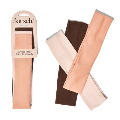 Kitsch-Mass Recycled Fabric Narrow Active Headbands Set- Rosewood - 3ct