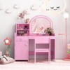 Infans Kid Vanity Table Chair Set 2-Color LED Lights Large Drawer Shelf Cabinet Pink - 3 of 4