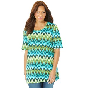 Catherines Women's Plus Size Petite Easy Fit Short Sleeve Scoopneck Tunic - 1 of 4