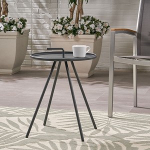 Maggift Patio End Table, Waterproof Portable Patio Small Side Table for Garden, Balcony, Courtyard, Poolside, Patio, Gray, 20"*20"*21.75" - 1 of 4