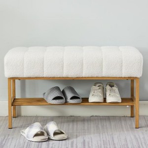 CAVINAS Shoe Bench with Rack, Modern Ottoman Bench with Metal Legs, Upholstered End of Bed Bench for Living Room, Bedroom, Entryway, Load 300 LBS - 1 of 4