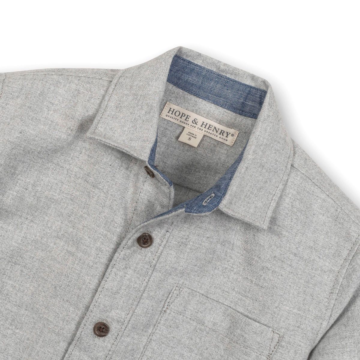Hope & Henry Boys' Long Sleeve Plaid Flannel Button Down Shirt with Elbow Patches, Kids - thumbnail 2
