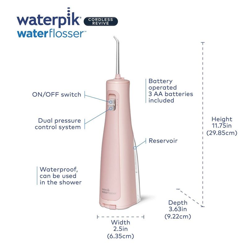 Waterpik Cordless Revive Portable Battery Operated Water Flosser, 6 of 16