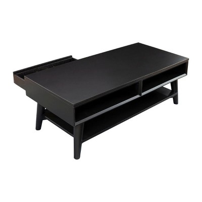 Mid-Century Modern Flynn Black Mahogany Coffee Table with Storage