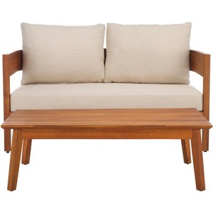 Theo Bench And Table - Indoor/Outdoor - PAT7088 - Natural/Taupe - Safavieh - 1 of 4
