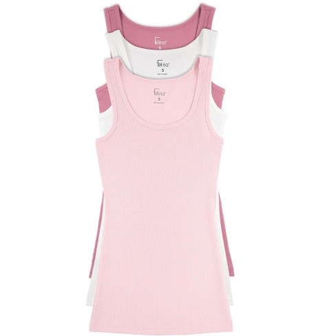 Felina Womens Cotton Ribbed Tank Top 3 pack mesa Pink White X large Target