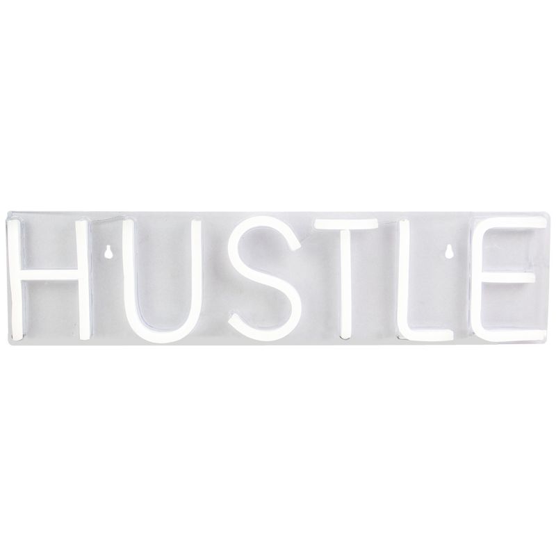 Northlight 20” Bright White Neon Style Hustle LED Lighted Wall Sign, 2 of 7