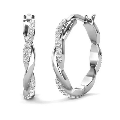 18k Gold Plated 22mm Hoop Earrings with Crystals for Women