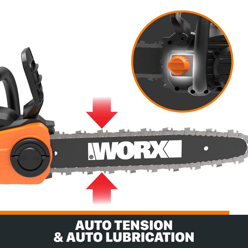 Worx WG384 40V Power Share 14" Cordless Chainsaw with Auto-Tension, 4 of 14