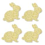 Big Dot of Happiness Gold Glitter Bunnies - No-Mess Real Gold Glitter Cut-Outs - Easter Confetti - Set of 24