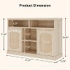 Sideboard Buffet Cabinet with Storage, 47" Rattan Storage Cabinets with 2 Doors and Shelves,Large Wood Coffee Bar Cabinet - 2 of 4
