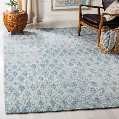 Handmade Blue Abstract Wool 6' x 9' Tufted Area Rug