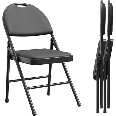 Whizmax Folding Chairs 2 Pack, Metal Foldable Chair with Cushion and Non-Slip Feet Pads, PU Party Chairs for Indoors and Outdoors, Meeting Room