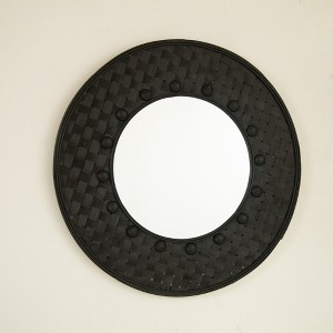FONTOI Solea Hand Woven Black Bamboo Wall Hanging Circle Mirror Decorative Accent for Bedroom Living Room or Entryway, Black, 23.62"*23.62"*0.87" - 1 of 4