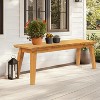 VINGLI Outdoor Wooden Bench, 46” 2-Person Backless Dining Bench, Weatherproof Outdoor Patio Bench for Porch Entryway Garden (1, Teak) - 2 of 4