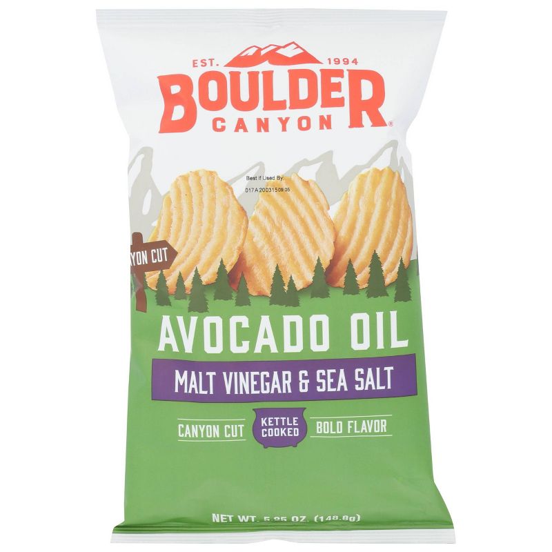 Boulder Canyon Avocado Oil Malt Vinegar &#38; Sea Salt Kettle Chips - 78oz (Pack of 12), 1 of 4