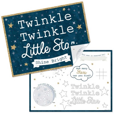 Big Dot of Happiness Twinkle Twinkle Little Star - Paper Birthday Party Coloring Sheets - Activity Placemats - Set of 16