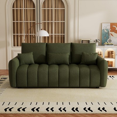 CAVINAS Sofa Chair Teddy Fabric Upholstered Lounge Chair Sofa with Pillows