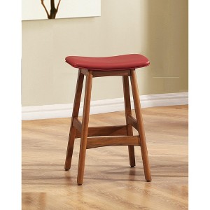 TOAOTBNBOB Mid-Century Counter Height Bar Stools Set of 2, Wood Barstools for Dining Room and Kitchen Island, Upholstered Bar Chairs Set of 2, Red - 1 of 4