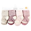 Hudson Baby Infant Girl Cozy Chenille Newborn and Terry Socks, Blush Pink Stripe - 2 of 4