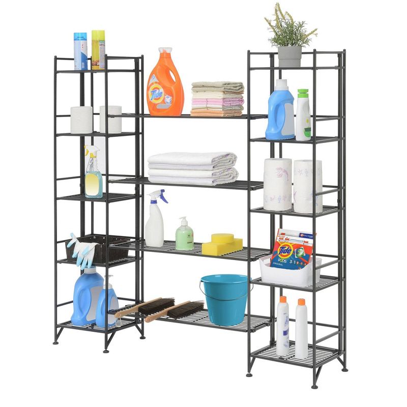  57.5" Extra Storage 5 Tier Folding Metal Shelves with Set of 4 Deluxe Extension Shelves - Breighton Home, 3 of 9
