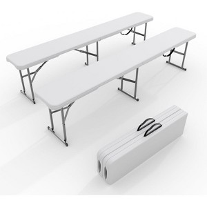 Coucheta 6-Foot Portable Folding Bench 2-Pack, Heavy-Duty HDPE Outdoor Bench Seat with Carrying Handle, Foldable Bench for Picnic, Camping, Party - 1 of 4