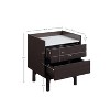 LuxenHome 23” Modi Wenge Nightstand & End Table with 2 Drawers, Raised Sides, Faux Marble Top, Manufactured Wood Brown - 3 of 4