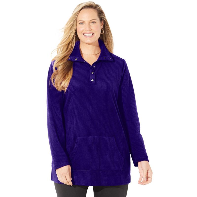Catherines Women's Plus Size Brushed Rib Cozy Top, 1 of 2