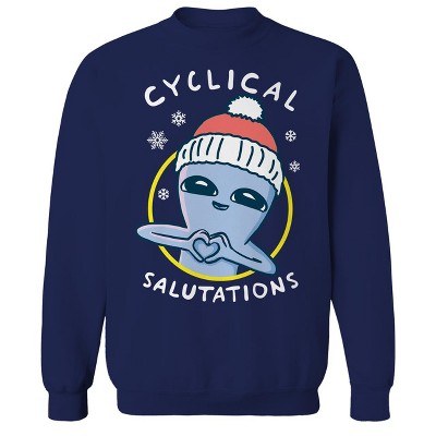Rerun Island Men's Cyclical Salutation Long Sleeve Graphic Cotton Sweatshirt