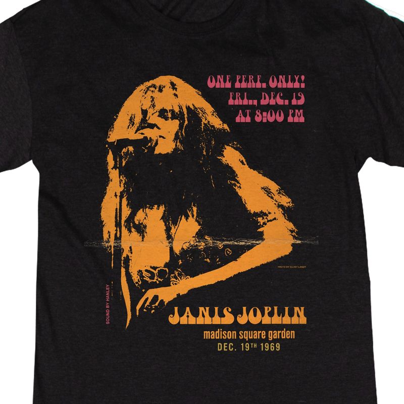 Janis Joplin 1969 Madison Square Garden Crew Neck Short Sleeve Black Heather Women's Night Shirt, 2 of 3