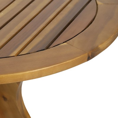 Teak Round Acacia Wood Outdoor Bistro Table with X Legs