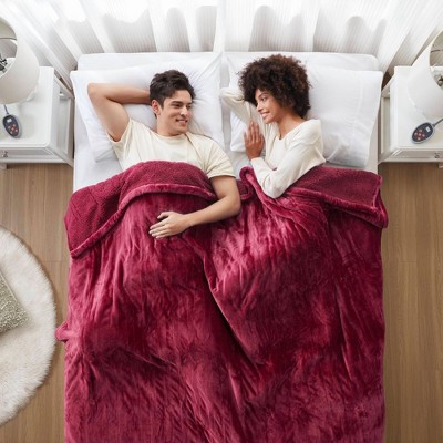 Queen Electric Heated Microlight to Berber Bed Blanket Red: Beautyrest, Polyester, Machine Washable — detail 2