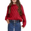 Girls' Cable Knit Sweater, Crew Neck Long - Sleeve Pullover for Kids, Casual Winter Fall Knitted Top - 3 of 3