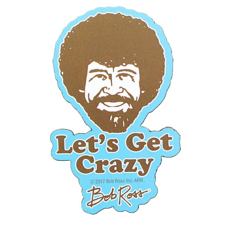 NMR Distribution Bob Ross 3" Funky Chunky Magnet: "Let's Get Crazy", 1 of 2
